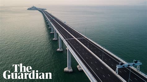 Aerial footage of the world's longest sea bridge – video.